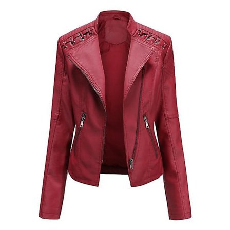 Skinnjacka för damer, avslappnad modell med dragkedja, finns i 12 färger