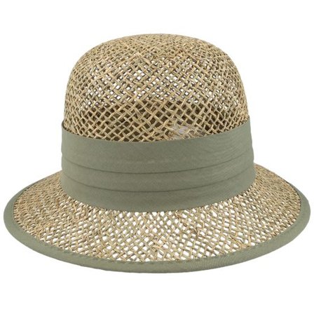 Seeberger - Beige straw Hatt - Seagras Small Cloche Natural/Khaki Straw Hat @ Hatstore