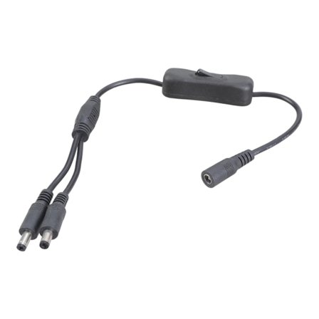 5.5x2.1mm DC5521 Y-jakaja virtajohto virtakytkimellä valvontakameralle ja LED-valolle 37CM