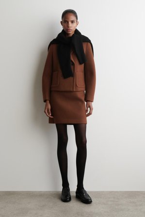 COS Topstitched Wool Mini Skirt in Brown - Women