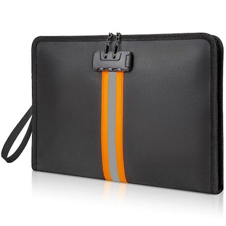 Brandsikker dokumentpose med lås, 33x23,4 cm brandsikker pengepose, med lynlås og lås, egnet til tablets, A4-dokumenter