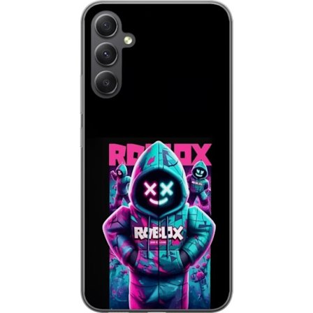 Yhteensopiva Puhelinkuori Samsung Samsung Galaxy A16 5G Neon Roblox Warrior -motiivi, jossa on hupparimainen gamer-look ja kirkkaat värit