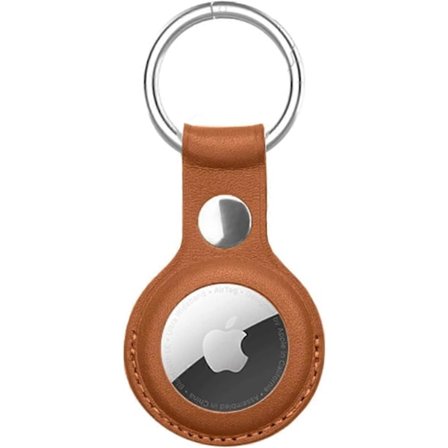Fleksibel nøkkelring i lær for Apple AirTag, AirTag-holder fullt tilpasset for Airtag (brun) Brun
