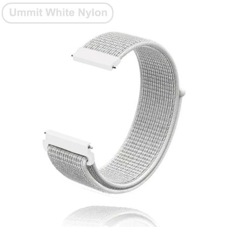 Ny 20mm klokkereim for Garmin Venu 2S håndleddsrem Vivoactive 3 4S 4 Forerunner 245 645 Galaxy Watch 4 Classic 42 46mm UmmitWhite Nylon 20mm