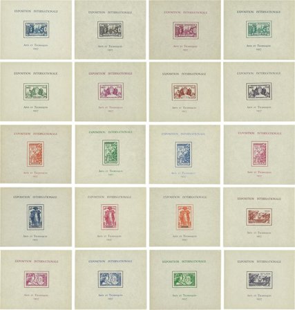 Koloniserie 1937 - International udstilling Paris - 20 utakket miniark - Postfrisk