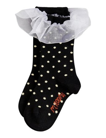 Mini Rodini Polka Dot Frill 1-Pack Socks - Black - 32/35