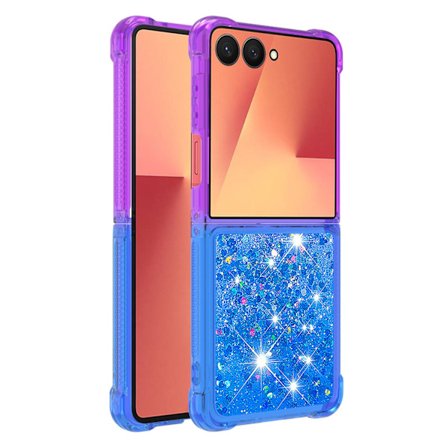 SKALO Samsung Z Flip7 Kviksand Glitter Cover - Lilla-Blå