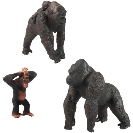 3 Realistiska Plaststatyer Av Schimpanser Och Gorillor