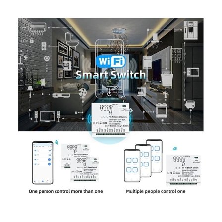 4ch Wifi Smart Switch+rf433 Fjernkontroll 85-265v 2.4g Wifi Smartlife Hjemmeautomatisering Modul For Iftt Alex