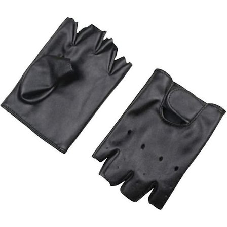Læder Fingerløse Handsker Halvfinger Sportshandsker Til Drenge Piger Udendørs Kørsel Fiskeri Skøjteløb Jagt Klatring 1 Par (sort) (1 par