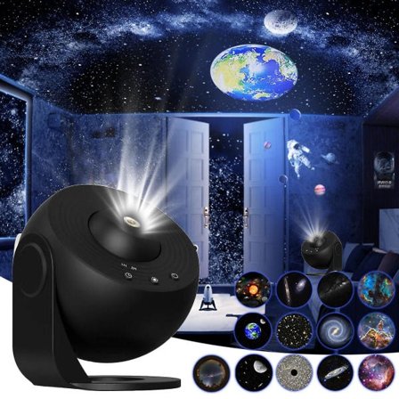 Stjärnprojektor, Galaxy Night Light- Hd 4k Fokuseringsprojektorlampa - Galaxy Projector Light med 13 utbytbara bilder för barn, vuxna svart