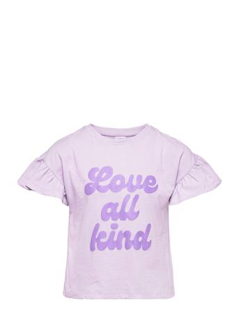 Top S S Frill Top Textprint Purple Lindex