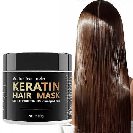 Keratin Hårmask Djupkonditionerande Behandling för Torrt, Skadat och Frissigt Hår, Berikad med Sötmandelolja & Solrosfröolja för Intensiv Hydra