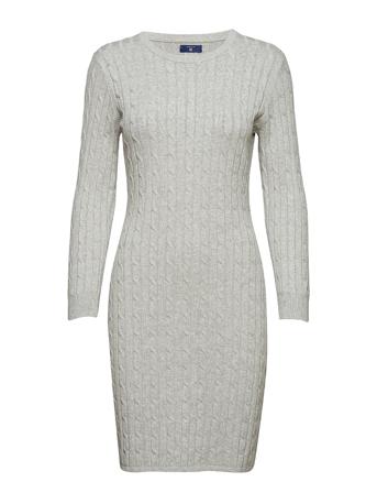 Stretch Cotton Cable Dress Knælang Kjole Grå GANT