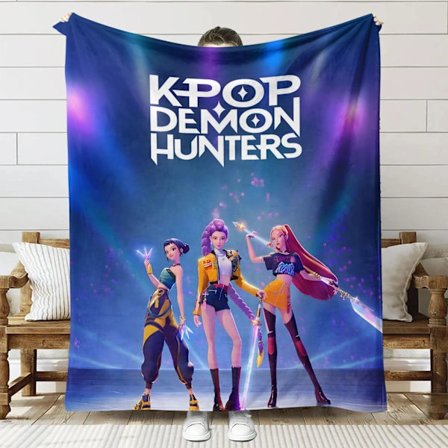 Huntrix K-Pop Trykt Tæppe | Flannelplaid til Sofa & Seng (Anime Tema)]SNT056]70+100cm SNT056 SNT056 70+100cm