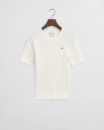 GANT Damen Zopfstrick-Pullover aus Stretch-Baumwolle (XXXL) Weiß