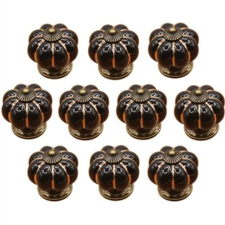 (Svart) 10 stk. Keramiske skuffeknapper Møbelknott for kjøkkenskuffer og skap