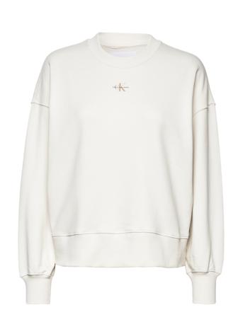 Micro Monologo Crew Neck Sweat-shirt Genser Hvit Calvin Klein Jeans