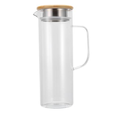 1100ML kylmävesipullo läpinäkyvä kylmävesikannu mehukannu bambukannella kotikäyttöön