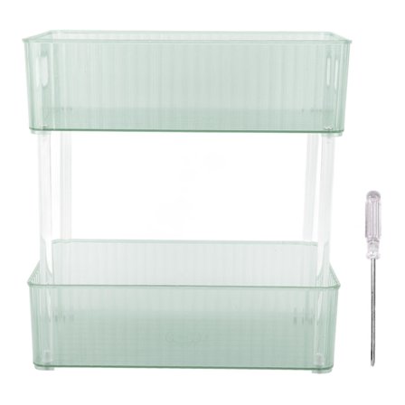 Kosmetisk förvaringslåda för skrivbord, hylla sminkbord diverse förvaringsställ mörkgrön dubbla lager