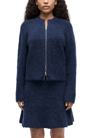 SAMSOE Sajeanine zip cardigan 15425 Stickat Dam Blå XS