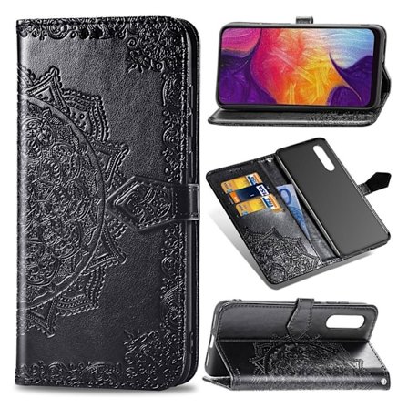 Mandala Samsung Galaxy A50 Flip kotelot - Musta