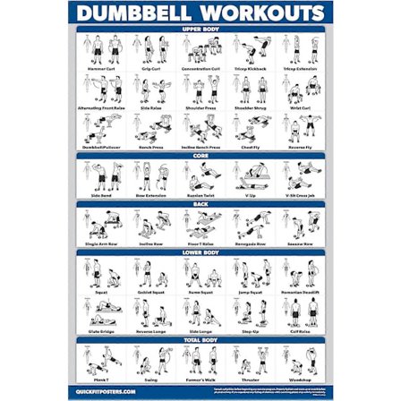 Court Learning Håndvægt Træningsplakat - Lamineret - Gratis Fitnessguide med Kropsvægtøvelser | Hjemmetræningsdiagram | Dobbeltsidet - 45 cm x 60 cm