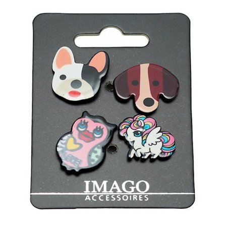 4 st Pins / Brosch / Knapp - Hund, Valp, Fågel & Pegasus