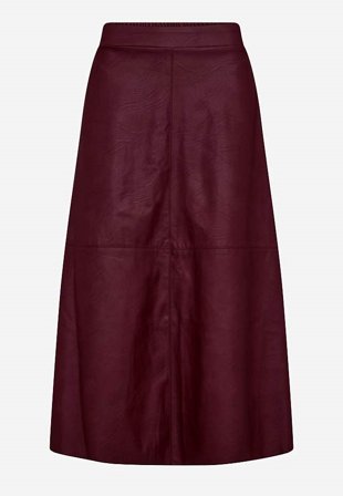 Freequent - Nederdel i PU med lommer i vinrød til damer i størrelse M (40) - Cellbes