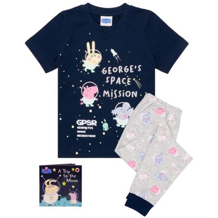 Greta Gris / Peppa Pig - George Pyjamas - Space Mission! Blå/grå, 92/98