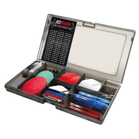 Red Dragon Darts Optima Bundle: 6 VRX Shafts, 6 Hardcore Flights, Trident 180, Flight Savers, Sharpener, Pro-Lock Rings, Checkout Card, Grip Wax