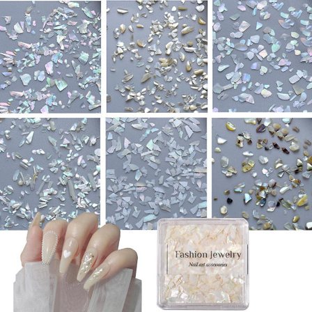 Boxar Snäckskal Nail Art Nail Flakes, Oregelbundna Abalone Snäckskivor För Naglar Färgglada Abalone Flakes Manikyr Nageldekorationer För Nail Art
