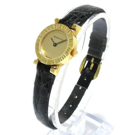 Tiffany & Co. Pre-owned, Pre-owned Yellow Gold watches Zwart, Dames, Maat:ONE Size,leer