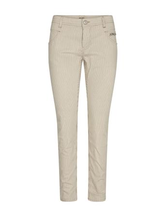 Nelly Stripe Pant Slimfit Bukser Stoffbukser Beige MOS MOSH*Betinget Tilbud