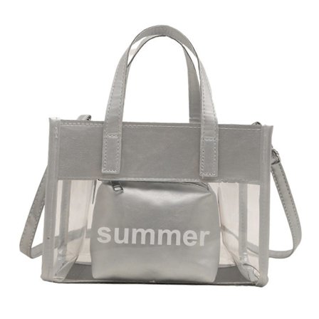 2 stk. Gjennomsiktig dameveske, stadiongodkjent, transparent skulderveske, håndveske, avslappet crossbody-veske, brun