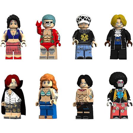 8 st One Piece Minifigur Byggklossar Set Leksaker Barn Presenter Heminredning