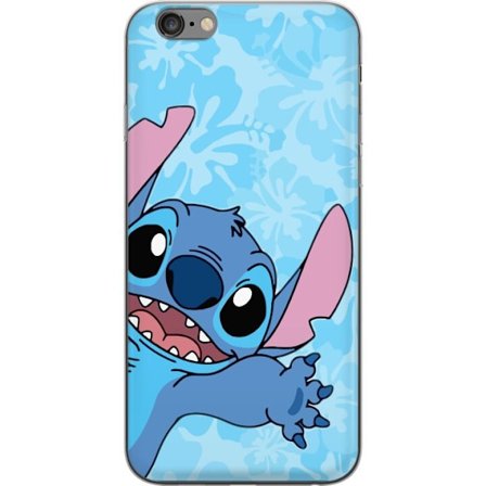 Yhteensopiva Puhelinkuori Apple iPhone 6 Plus Lemmikin kuvitus, jossa Stitch ojentautuu kohti kameraa vaaleansinisellä kukikkaalla taustalla