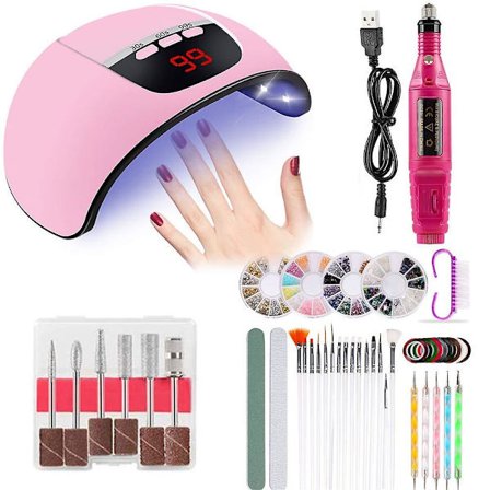 Led UV Gel Nagellampset - 45w Draagbare Nagel Droger Voor Gel Polish Uitharden Met Nail Art Gereedschap, Auto Sensor Professionele Manicure 