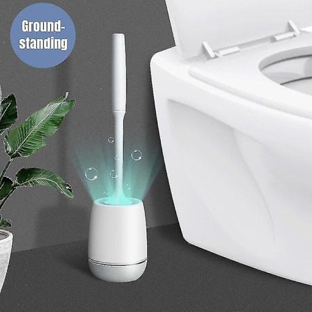 1 stk. Rengøringsbørste til toilet, silikone, gulvstående vægmonteret sæt