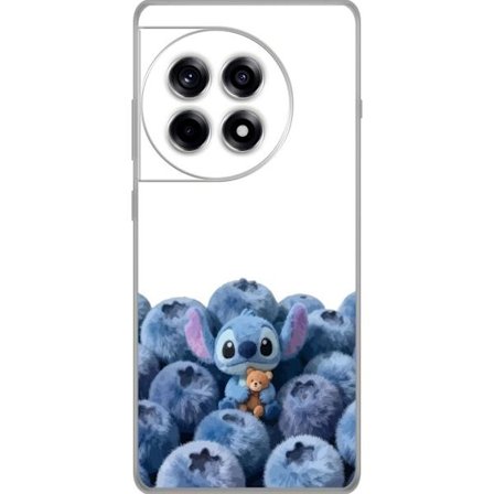 Kompatibel Mobilcover til OnePlus OnePlus 12R Sød blå karakter blandt blåbær med bamse i blød og legende illustration