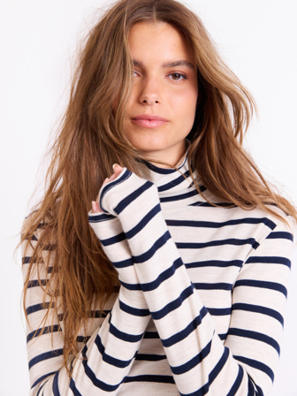 Jean Paul - Vana stripet pologenser - Dame - Beige - Gensere & Cardigans - XXL