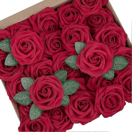 Punaiset ruusut keinotekoiset kukat aito kosketus vaahtomuovi tekokukat irtotavarana varrella DIY hääkeskipisteisiin