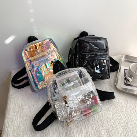 Mini Transparent Kvinnor Ryggsäck Mode PVC Clear Barn Flickor Skolväska, set om 3 st