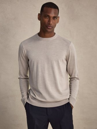 John Henric Men's Beiger Pullover Regular Fit Size L