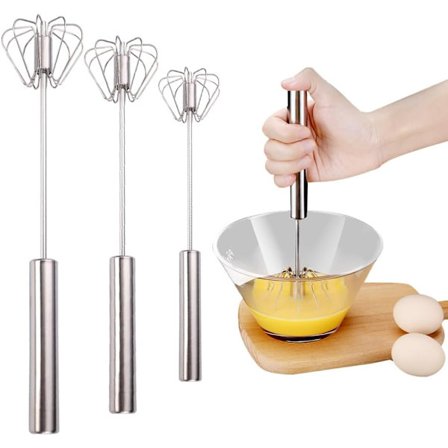 Opgraderet piskeris, semi-automatisk piskeris, 2025 æggepiskeris i rustfrit stål, håndskub roterende piskeris blender