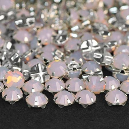 Preciosa rose montées, SS30 (ca 6.5mm), silver/Rose Opal, 10st rosa