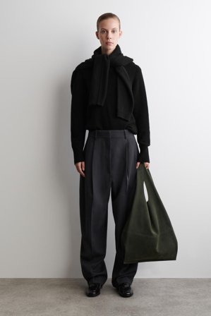 COS Men's Borsa Tote Slouchy In Pelle Scamosciata Bag in Grigio