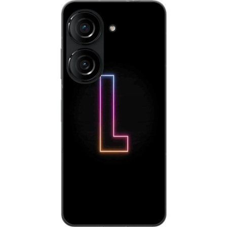 Kompatibelt Mobildeksel til Asus Asus Zenfone 10 Minimalistisk neonbokstav L i mykt fargeskiftende lys mot svart bakgrunn med ren grafisk estetikk