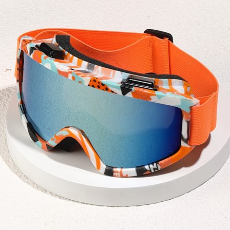 Skibriller med stor ramme, TPU-ramme + PC-linse, justerbart elastisk bånd, egnet for ski, skøyter, etc.