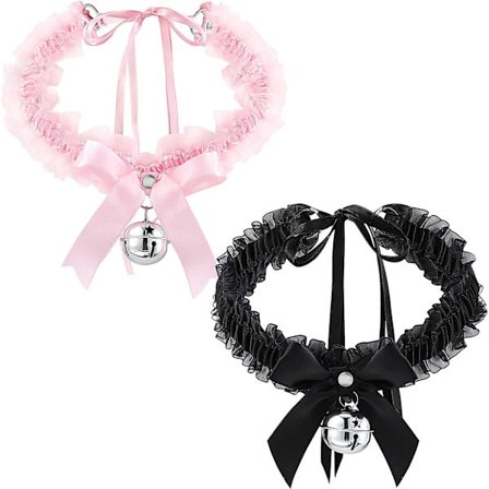2 st Bell Choker Halsband Vintage Choker Charm Spets Bell Choker Rosett Halsband med Band för Flickor Kvinnor Cosplay